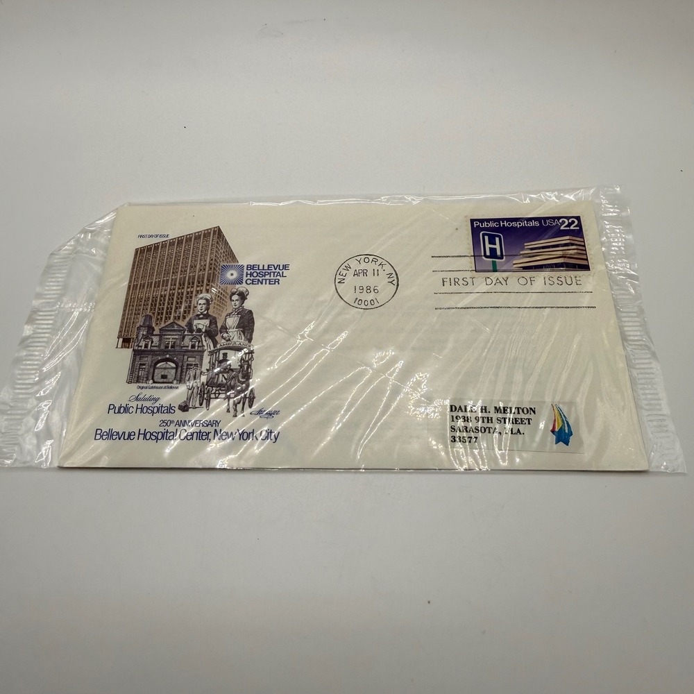 1986 Bellevue Hospital Center 250th Anniversary First Day Cover Stamp NYC FDC